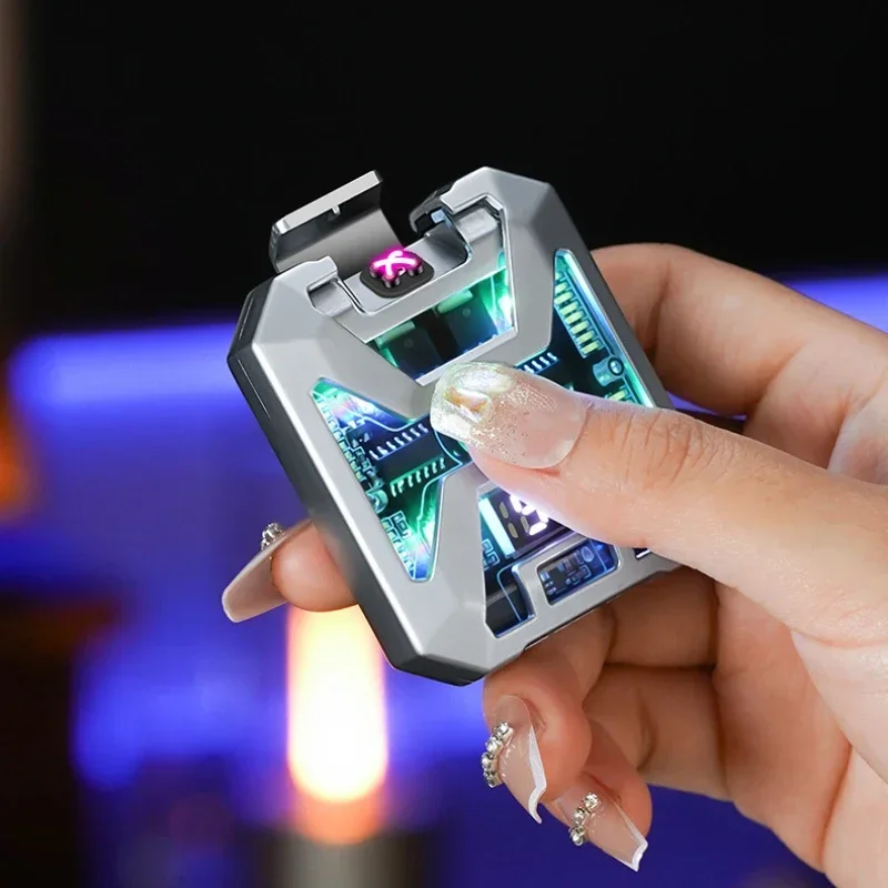 NEW Mecha Wind Twin Arc Lighters Outdoor Camping Lighting USB Lighter Exquisite Gifts Windproof Cigarette Lighter