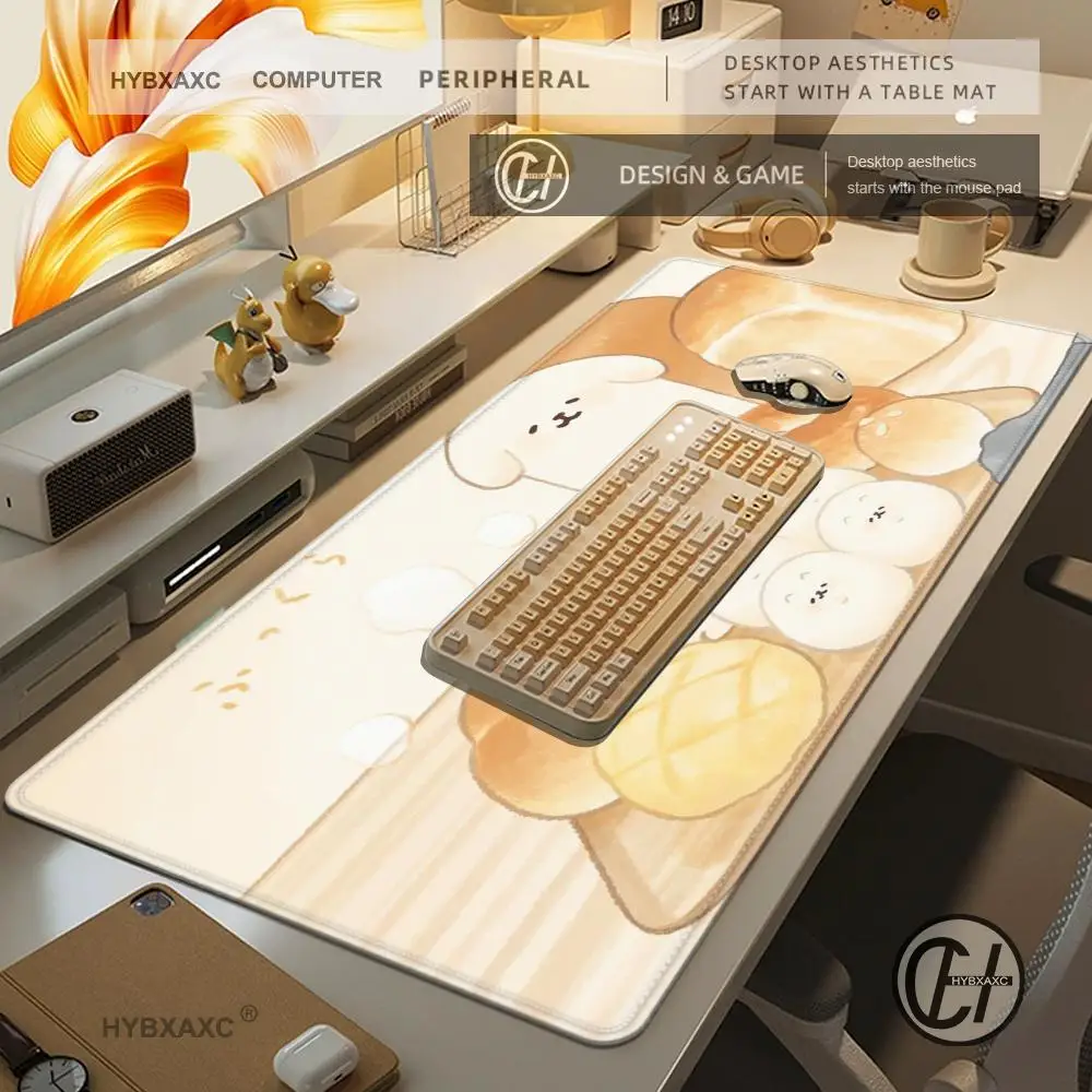 Cute Bread Dog Mouse Pad Office PC Kawaii Anime Gamer Speed Keyboard Mouse Pad Laptop Gaming Accessories Desk Mat Carpet HYBXAXC