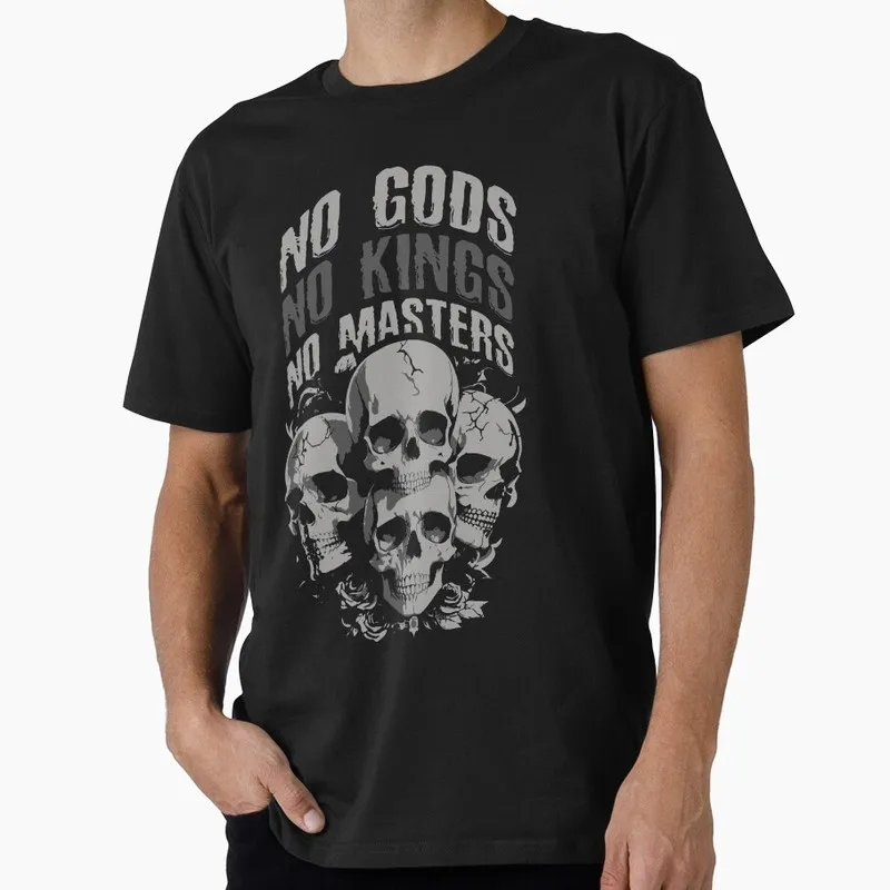 No Gods, No Kings, No Masters Anarchy Graphic T‑Shirt 0905 Anarchist Slogan Punk Rock Rebellion Unisex Cotton Short Sleeve Tees