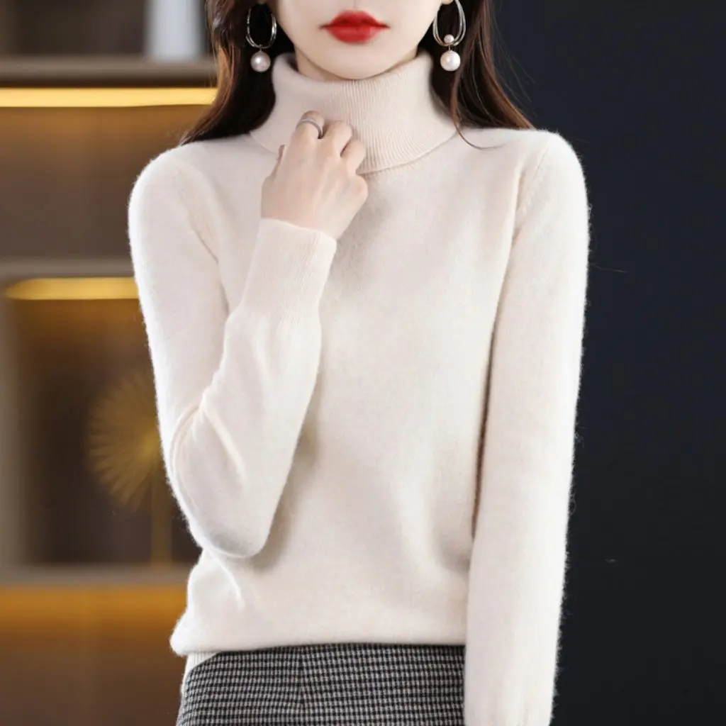 

Women's High Lapel Wool Sweater Autumn Winter Fashion Elegant Loose All-match Commuter Style New