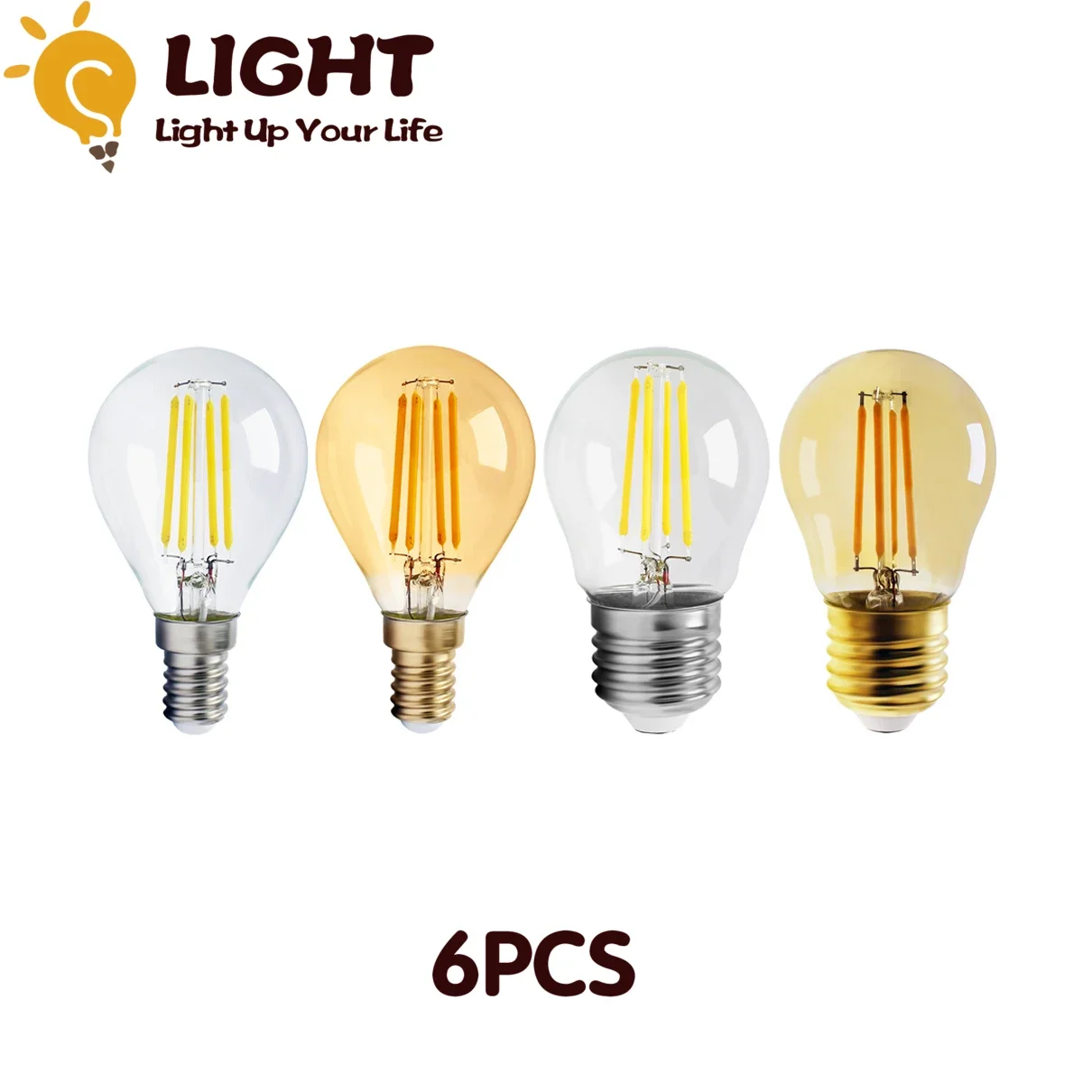 

4W G45 Retro Edison Filament Bulb E14 E27 Bombillas 220V Vintage Lamp 6pcs/lot 2700K Gold 4000K Clear Glass Inner Decoration