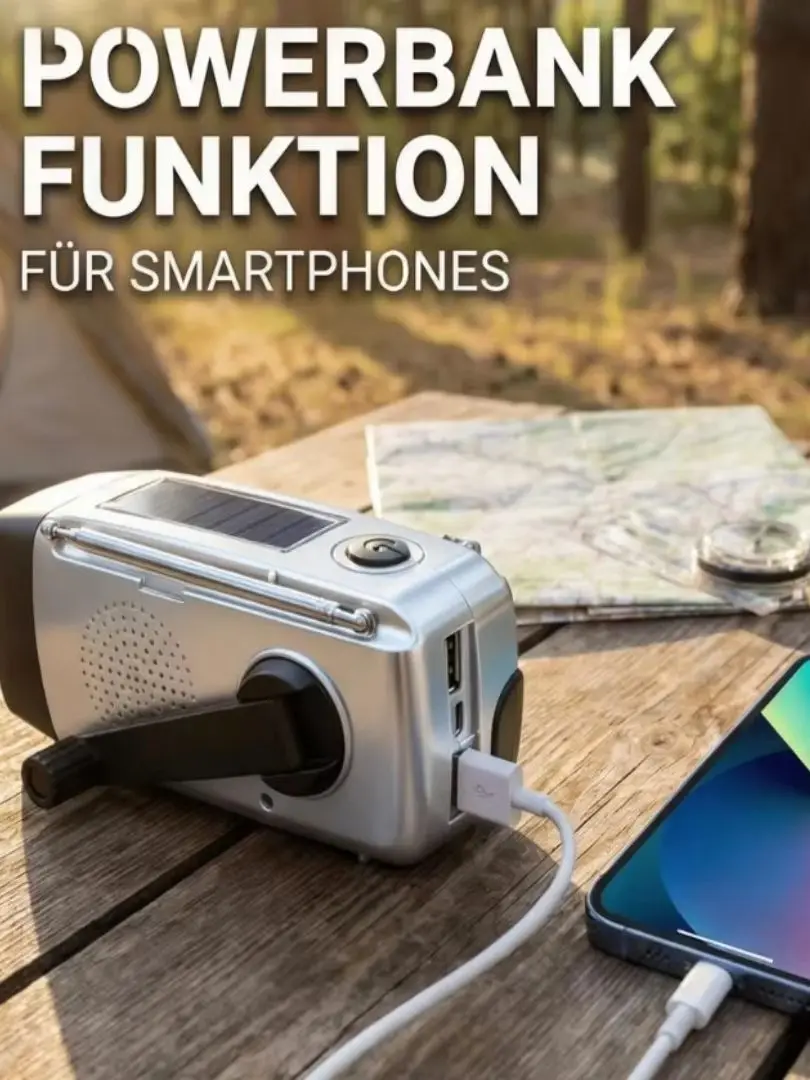 Notfallradio Solar Kurbelradio mit Powerbank-Funktion 3 Lademethoden AM/FM tragbar Camping Outdoor