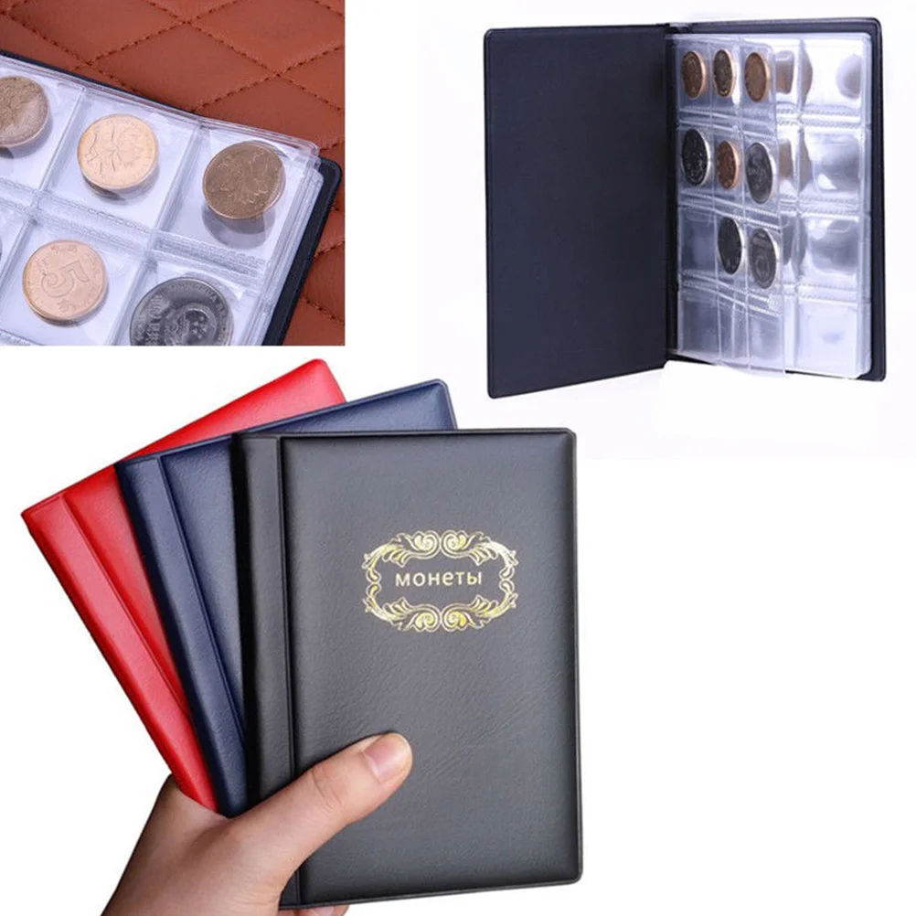 120 Pockets Collection Album Artificial Portable Storage Book Transparent Coin Envelope Flap Gift For