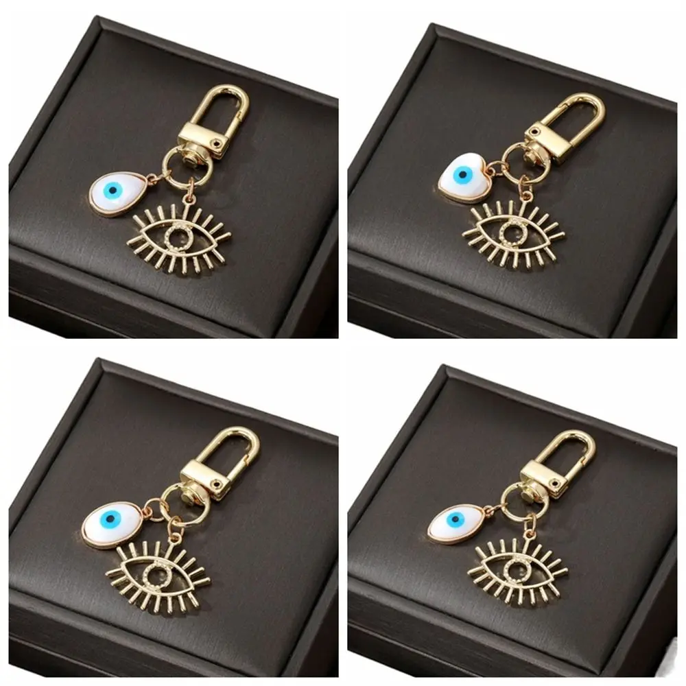 Hollow Heart Evil Eye Keychain Key Holder Bag Pendent Blue Eye Keyring New Design Retro Round Hamsa Hand Keychain Car Key Chain