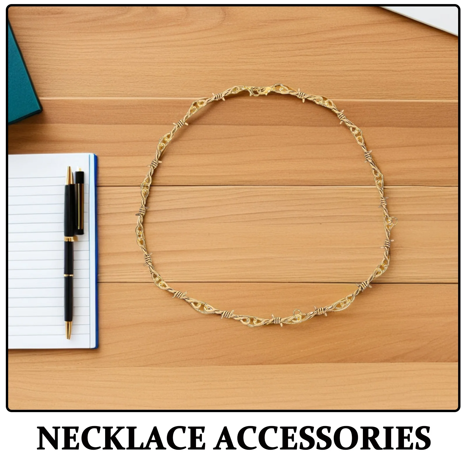 Barbed Wire Punk Necklace Adjustable Metal Link Chain Gothic Thorn Choker Hiphop Jewelry Choker Necklace