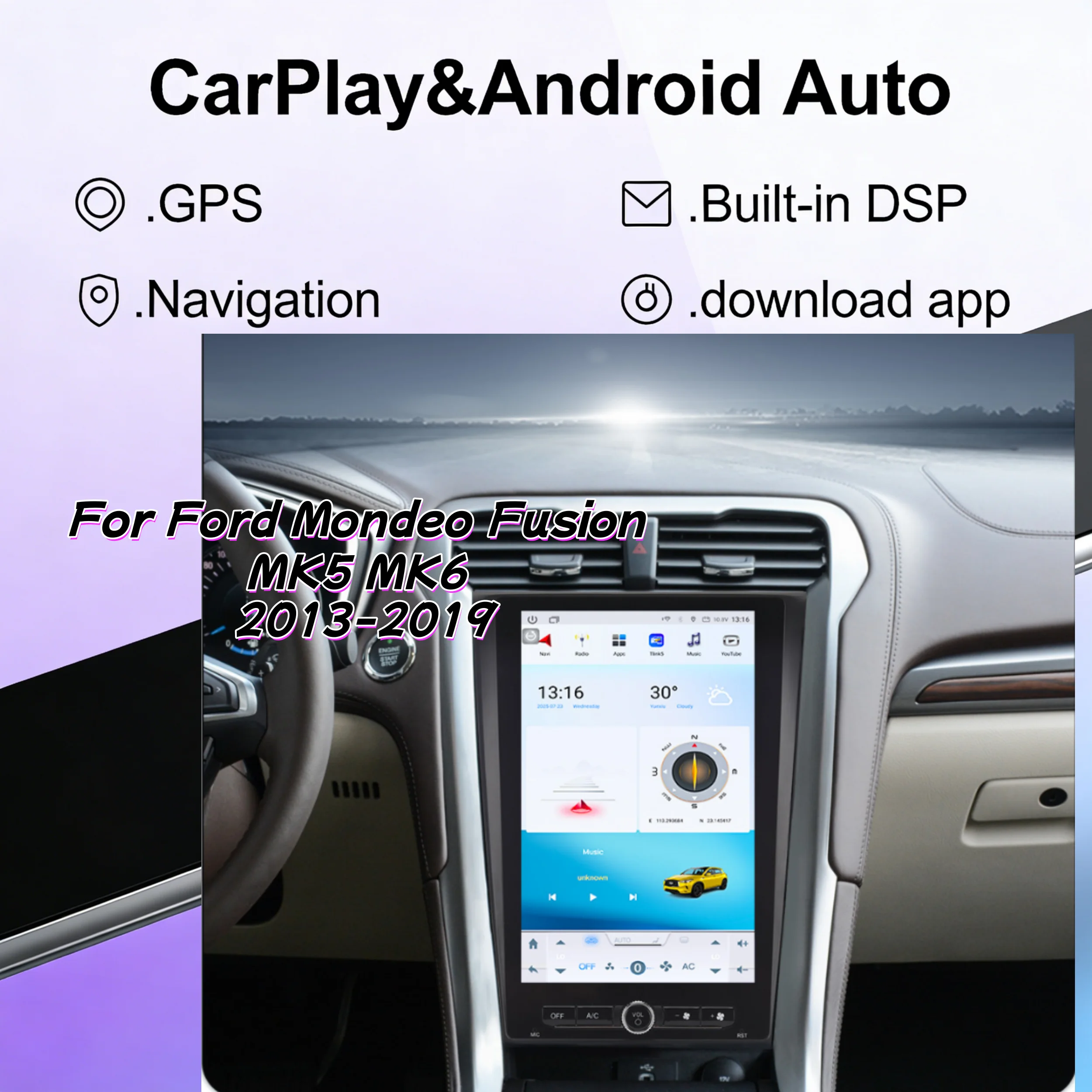 

12.1" Android CarPlay Screen For Ford Mondeo Fusion MK5 MK6 2013-2019 Car Radio Multimedia Stereo Video Player GPS Head Unit