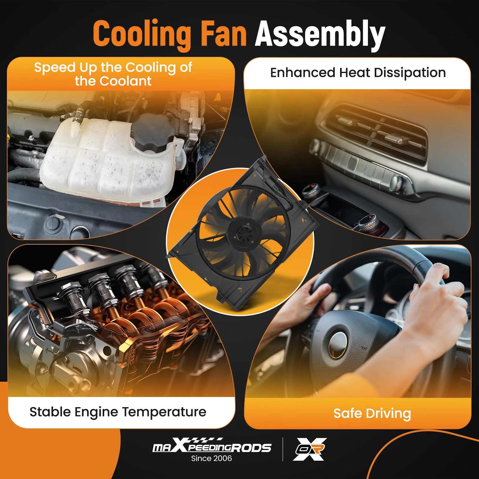 Conjunto de ventilador de refrigeración del radiador 850W para Mercedes W163 ML55 AMG 2000-2002 2003 A 1635000293   A 1635000393