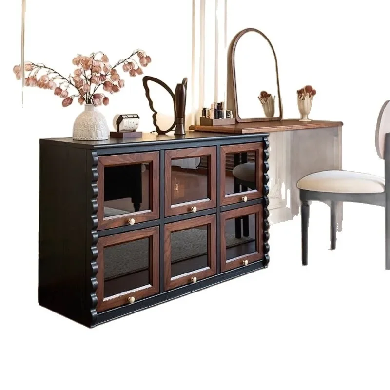 Medieval dresser storage cabinet bedroom bedside dresser chocolate cabinet ash wood solid wood makeup table