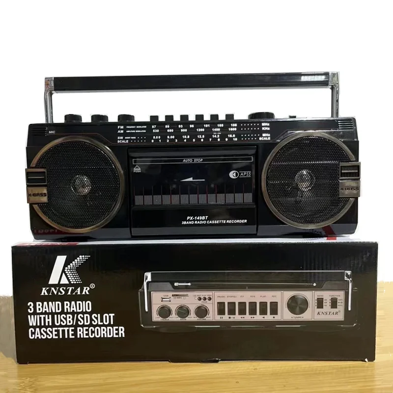 Retro Cassette Radio 3 Band Equaliser Component Level Boombox Stereo Vintage Old Style Recorder Bluetooth Speaker Headphone Jack