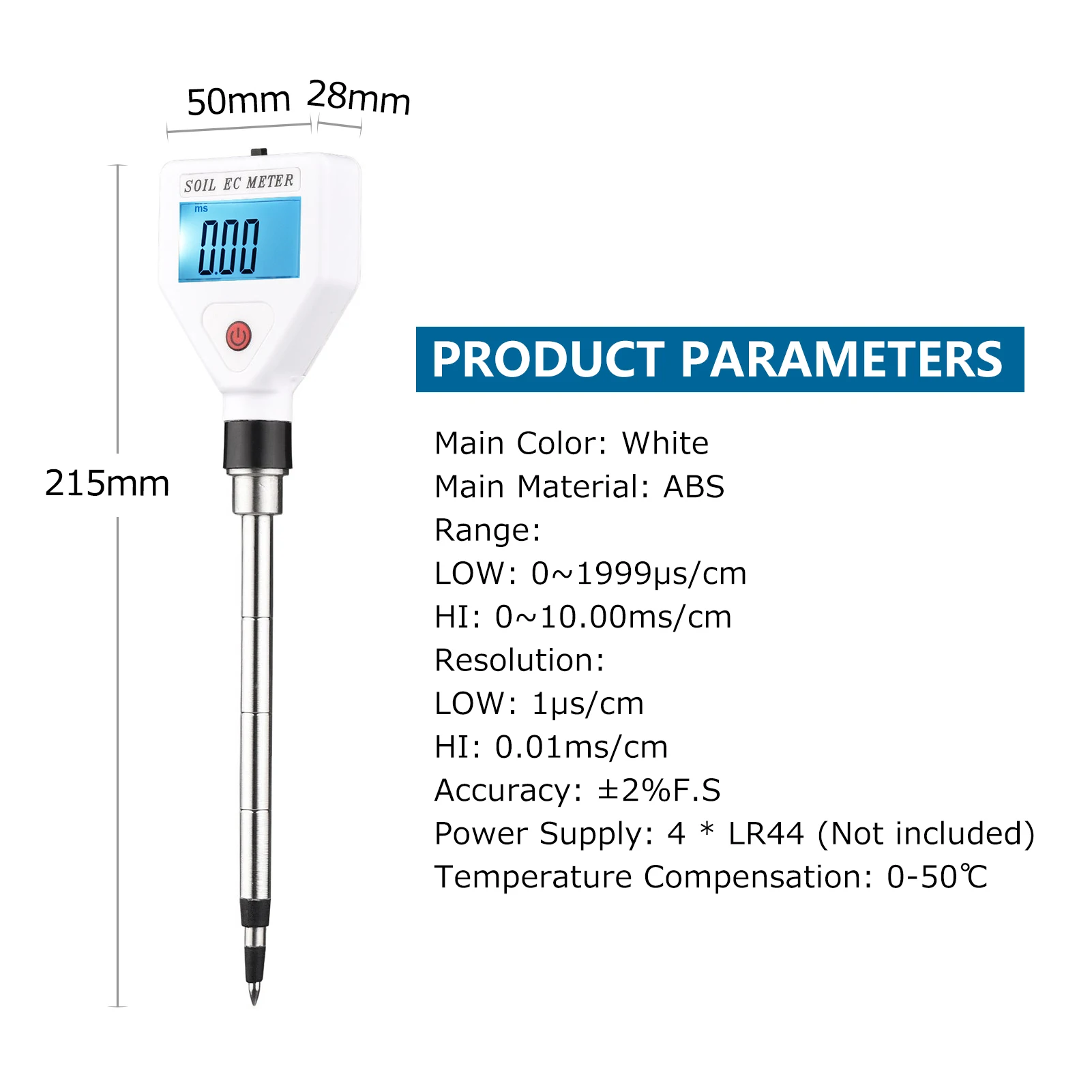 EC-98361 Digital Soil Meter EC Moisture Acidity Tester Plant Soil Tester Kit Water Quality Monitor for Flowers Aquarium Water