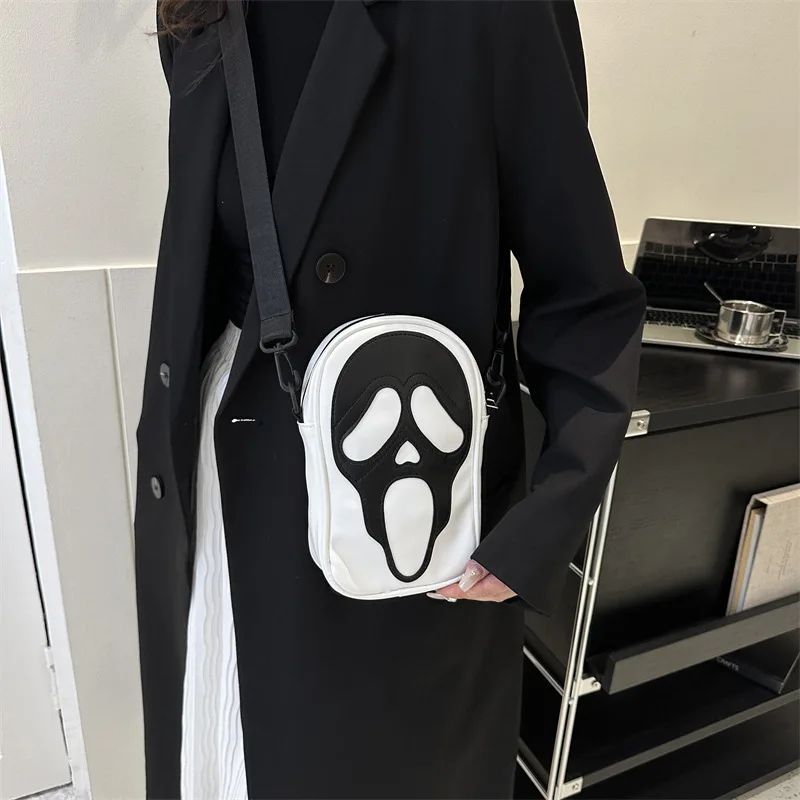 New Skull Bag, Personality, Funny Ghost, Shoulder Bag, Halloween Women's Crossbody Bag, Mobile Phone Small Square