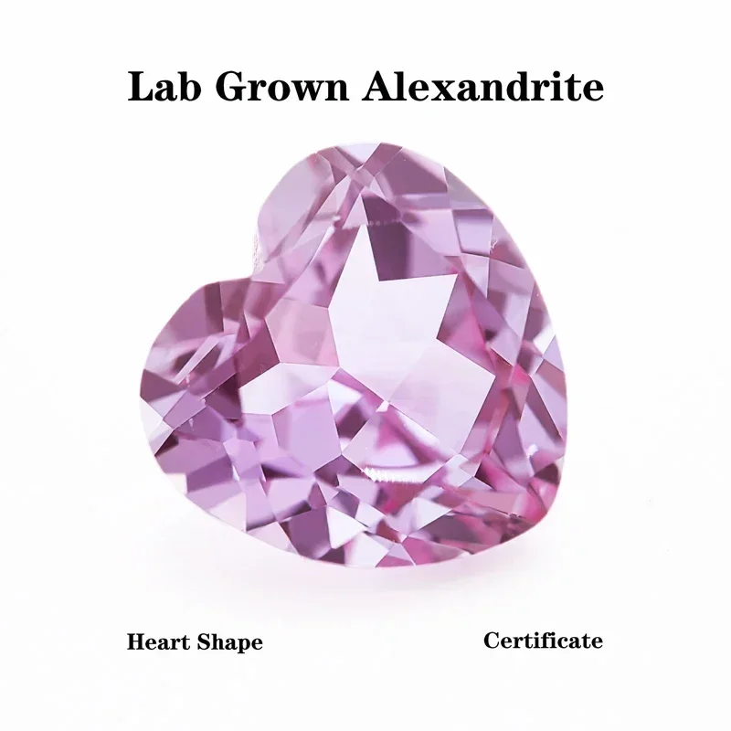 

Lab Grown Alexandrite Heart Shape Change Color Stone DIY Ring Necklace Earrings Main Materials Charms Gemstone Certificate