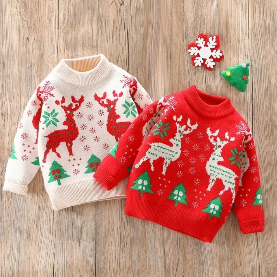 1-8T winter Children's Clothing Long Sleeve  Baby Boy Girl Tops Casual Kids T-shirt Autumn Spring christmas pullover