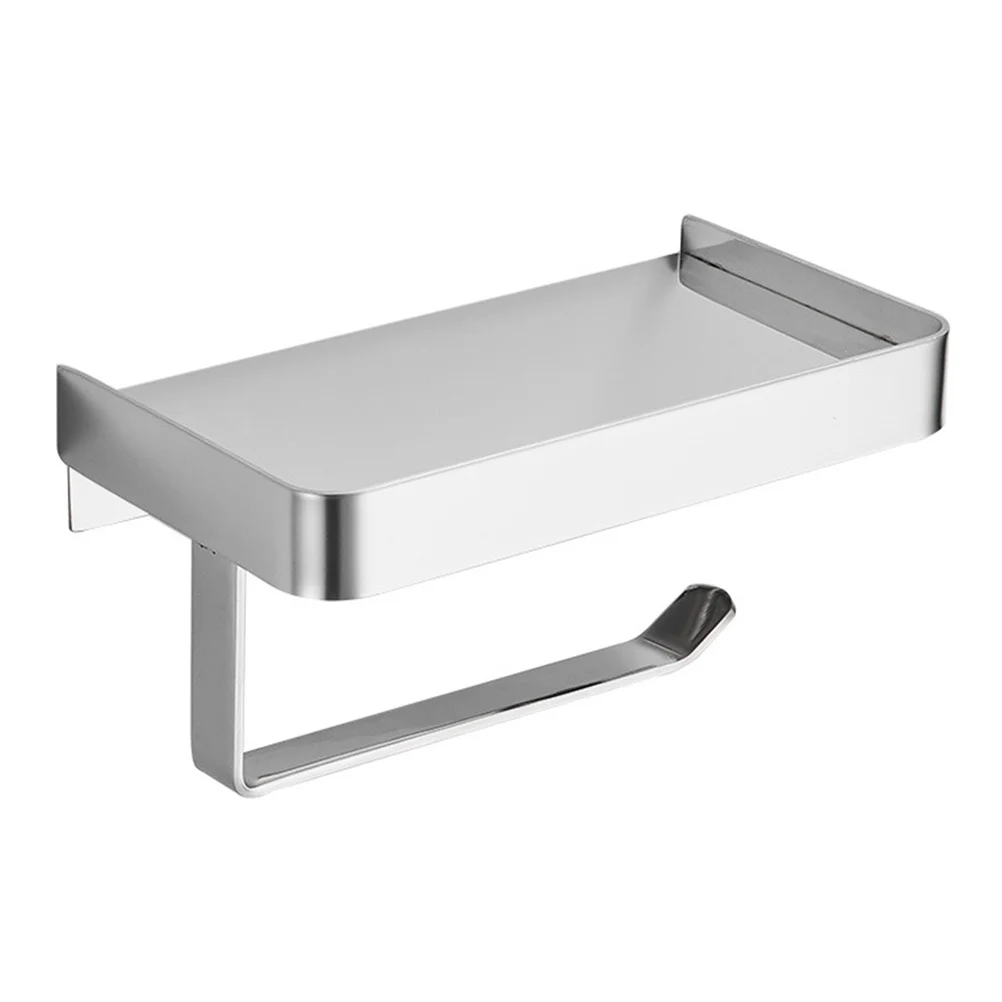 حامل مناديل من الفولاذ المقاوم للصدأ يُعلق على الحائط ورف هاتف وموزع ورق تواليت غير قابل للانزلاق للمطبخ والحمام