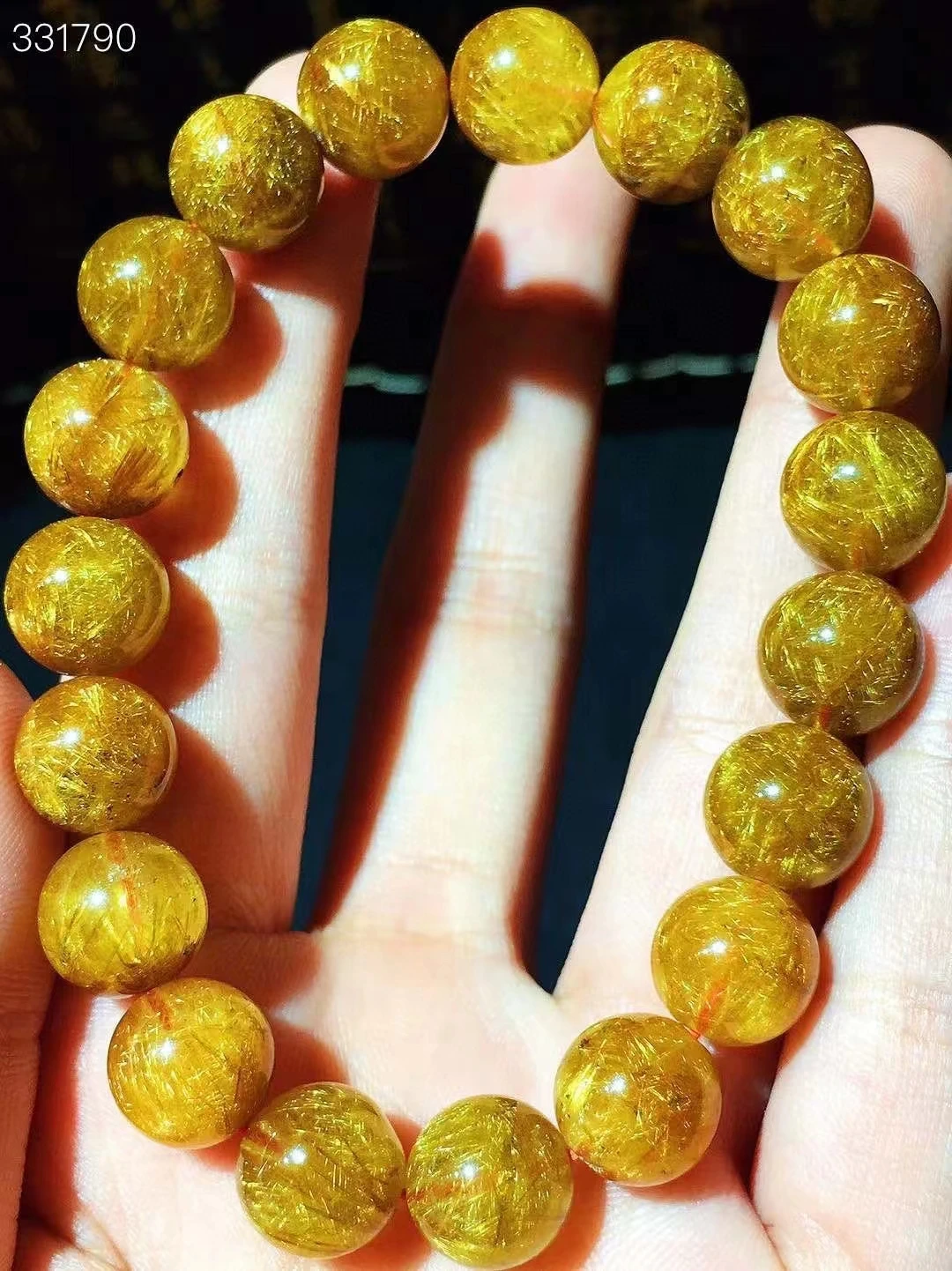 

Natural Gold Rutilated Quartz Round Beads Bracelet 11.4mm Stone Beads Women Men Fashion Wealthy Stone Genuine AAAAAA