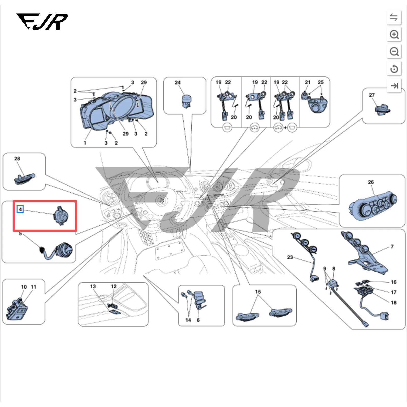 For Ferrari 458 Italia 458 Spider California T F12 Replace Car Rearview Mirror Switch Rearview Mirror Adjustment Knob 259909