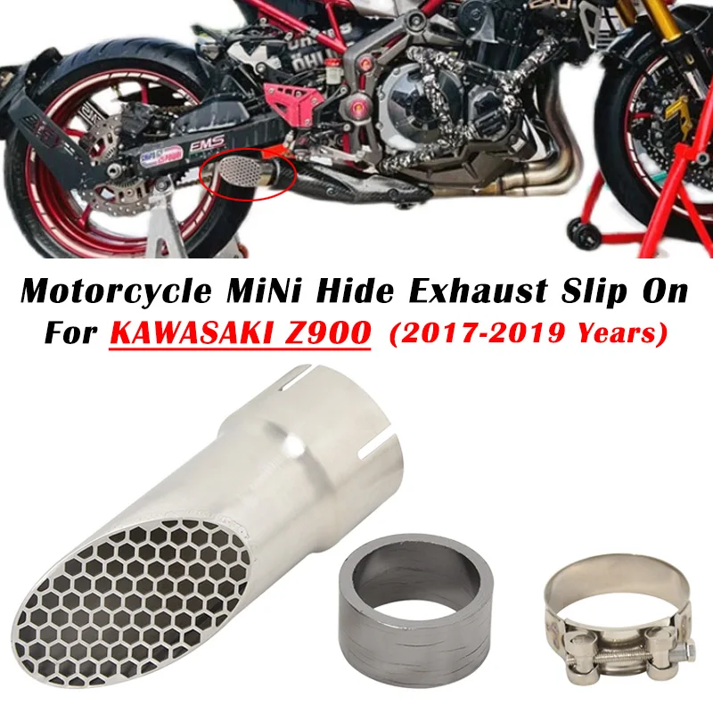 

Slip On For Kawasaki Z900 2017 2018 2019 Motorcycle Exhaust Escape System Modified Hidden Muffler With Gasket No DB Killer