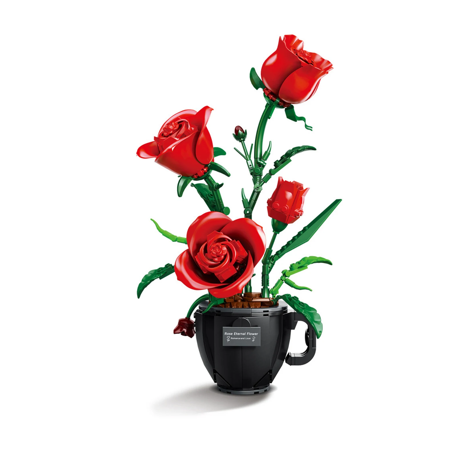 MOC Koffiekopje Bloem Bouwstenen Potplanten Boeket Rose Daisy Eeuwige Bloemen Model Home Decor Puzzel Speelgoed Romantisch Cadeau