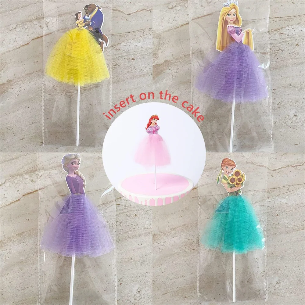 Disney Princess Cupcake Toppers Kopciuszek Elsa Królewna Śnieżka Dekoracje na tort na Baby Shower Girls Birthday Party Supplies