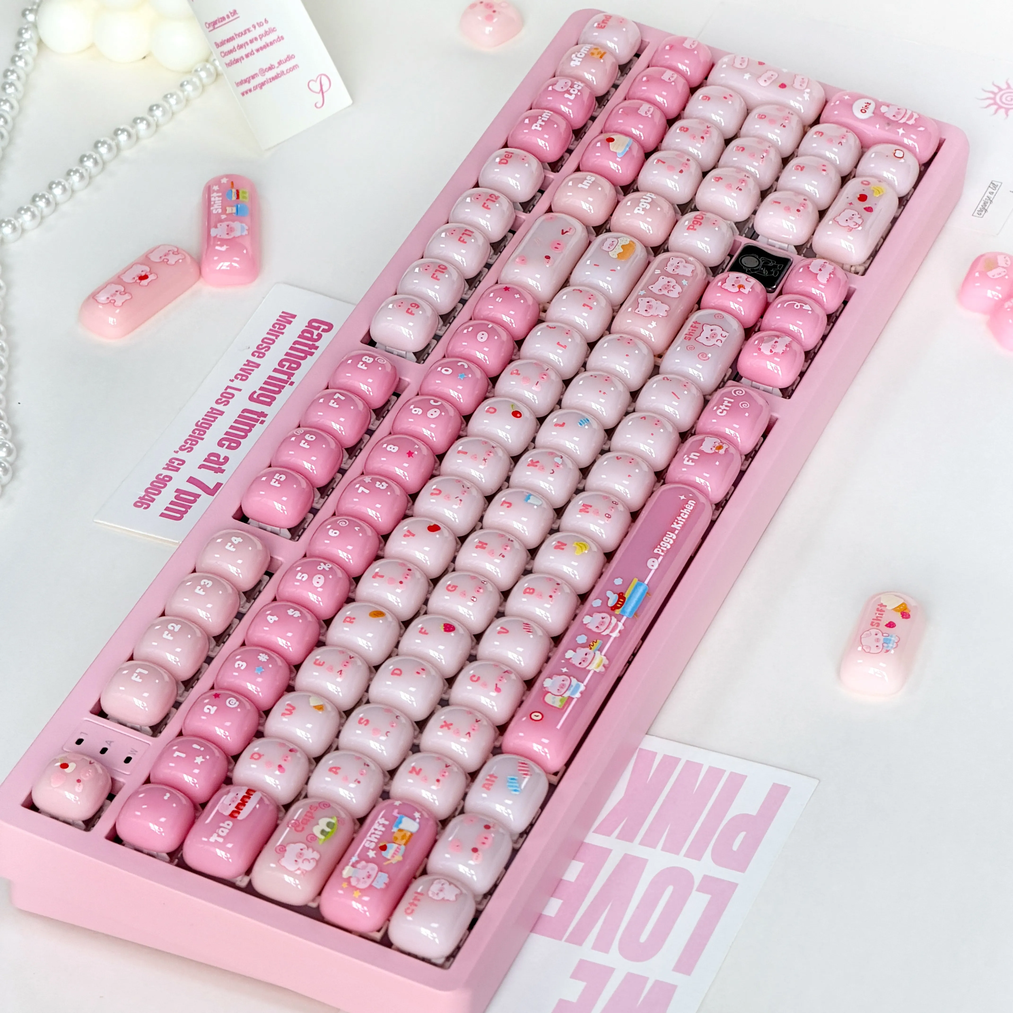 130 + Piggy Fudge Steamed Bread Keycaps MOG Steamed Keycap MAO Profile Key Cap for Mechanical Keyboard Made68 Mad68 Wooting60
