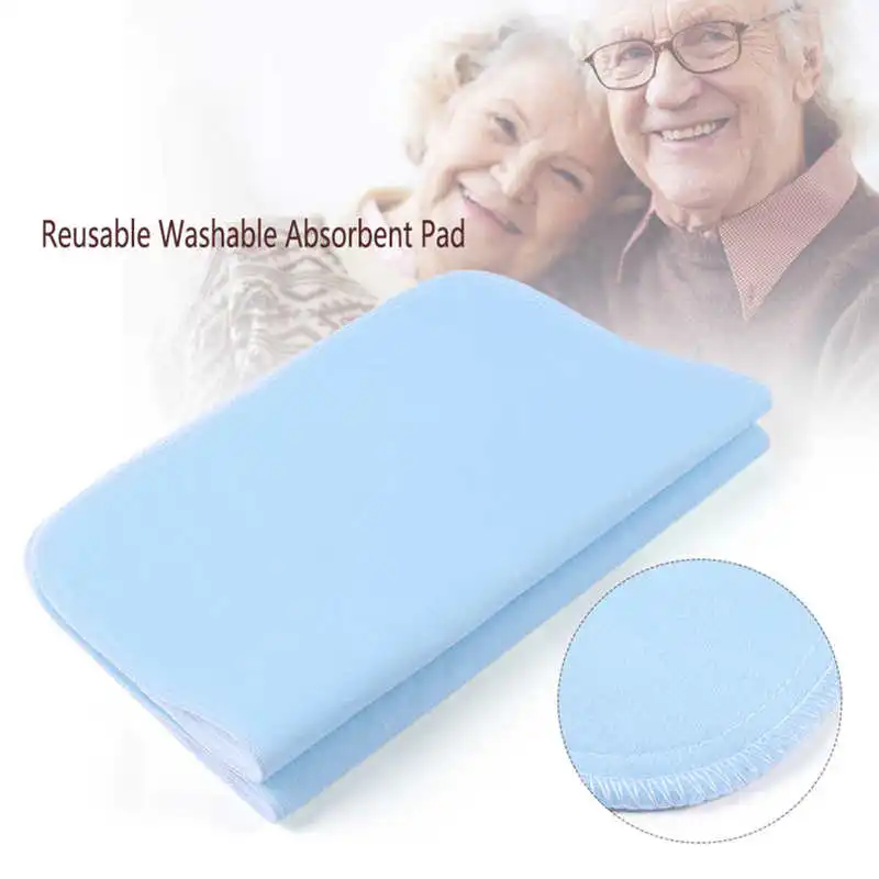 2pcs Reusable Washable Pad An Absorbent Pad For Adults Incontinence Pad Blue + White 45 * 60cm for Elderly Disabled