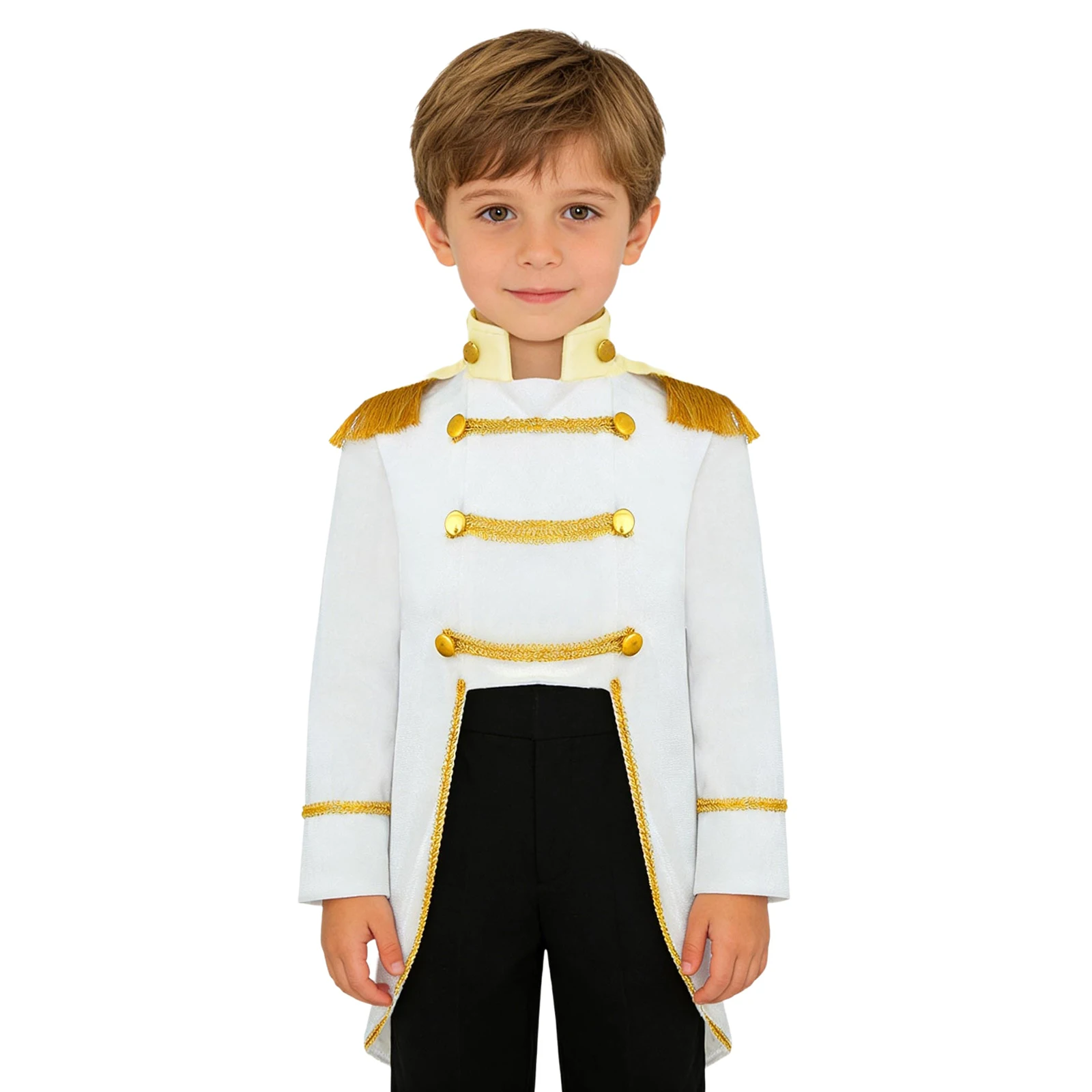 Baby Boys Prince Costume Long Sleeve Tailcoat Jacket Royal Court Marching Band Uniforms Halloween America Drum Costumes
