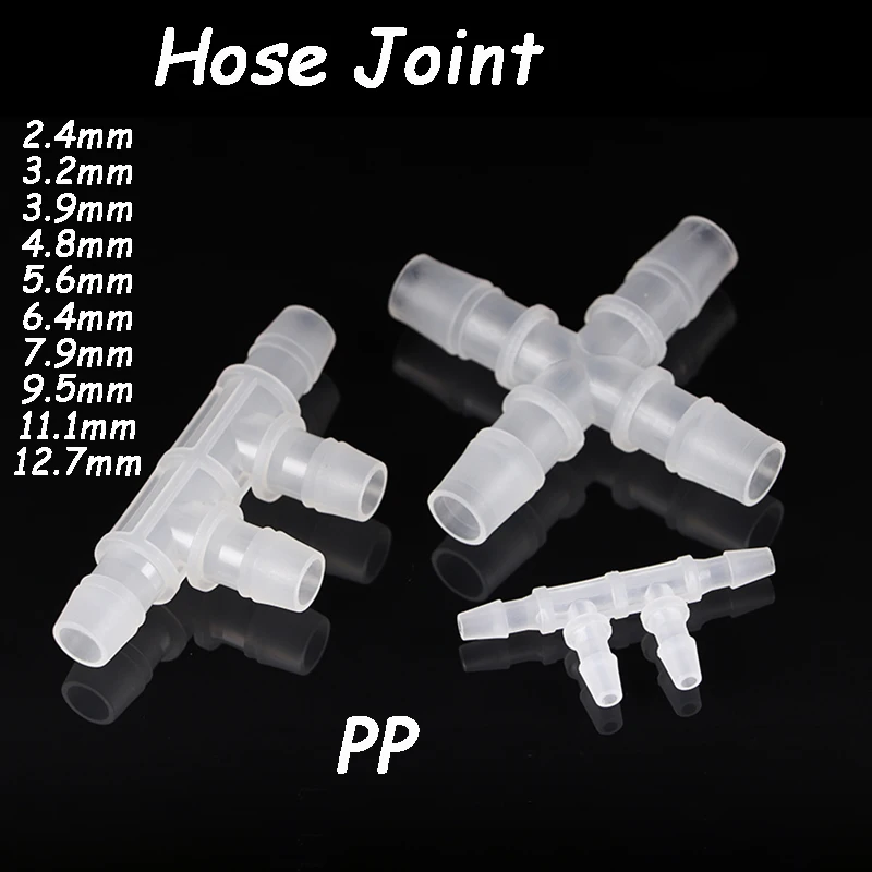 

2.4~12.7mm PP Equal Dia Side 4-Ways Connectors Aquarium Tank Air Pump Hose Joint Irrigation System Pipe Quick Fitting Joints