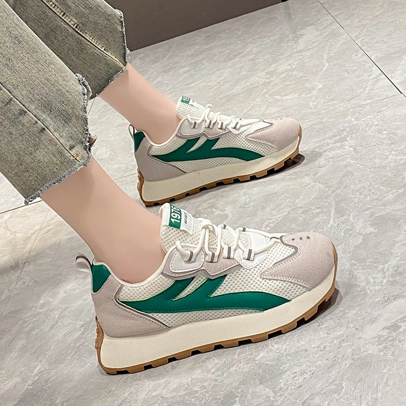 

Простая женская спортивная обувь, весна 2023, новая дышащая спортивная обувь, женская модная сетчатая обувь на толстой подошве