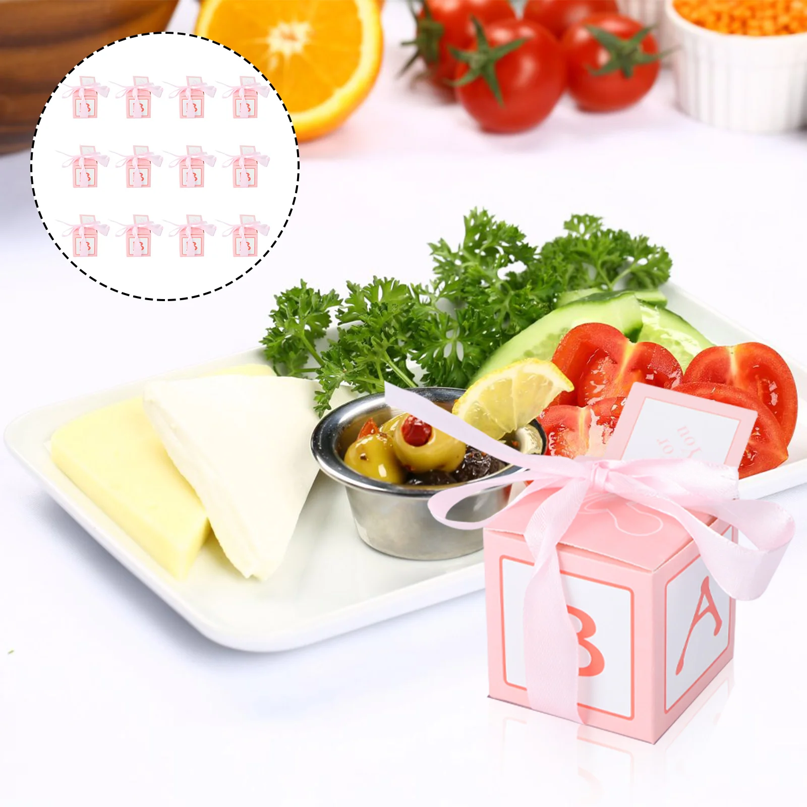 12 Pcs Stitched Ribbon Decoration Favor Boxes European Style Occasion Gift Wedding Candy