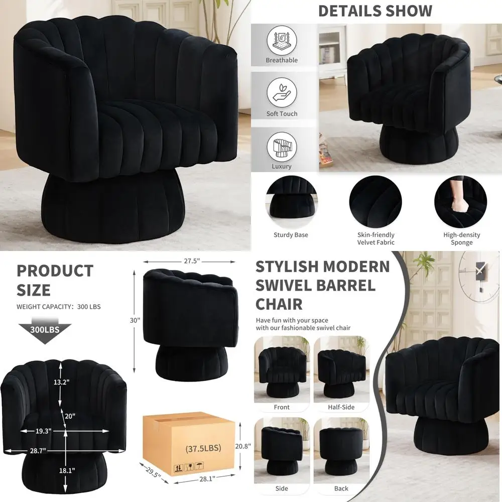 Silla giratoria en forma de barril - Cómoda 360 ° Sillón giratorio, sofá compacto de terciopelo para leer en salón, dormitorio o apagado