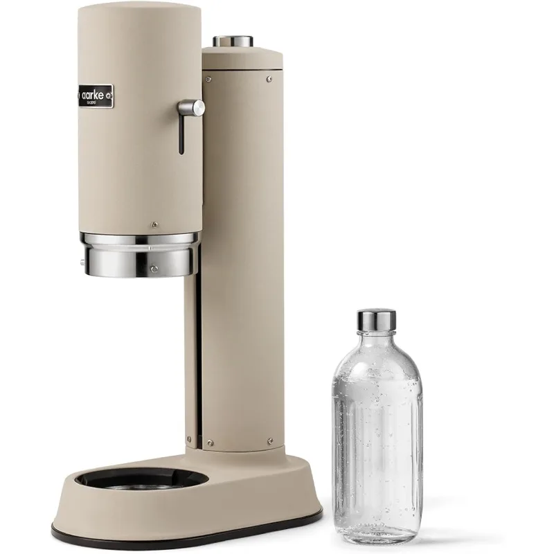 كاربوناتور برو، آلة مياه الفوارة والكربونات، ستانلس ستيل مع زجاجة زجاجية قابلة لإعادة الاستخدام بحجم 800 مل (رملي)