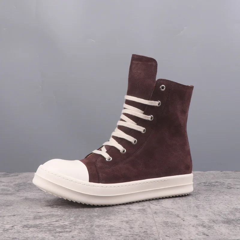 High Street R0 Coffee Felt Sneaker Height Increasing Casual Shoes Men's Shoes Women's Casual Shoes