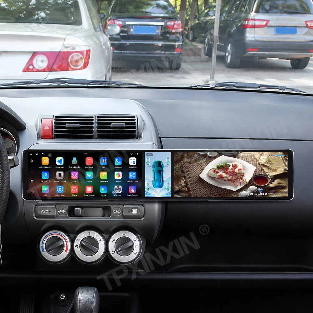 12.3+12.3 Inch Screen Car Radio For Honda Fit 2007-2014 Android Auto GPS Navigation Multimedia Video Stereo Receiver Head Unit