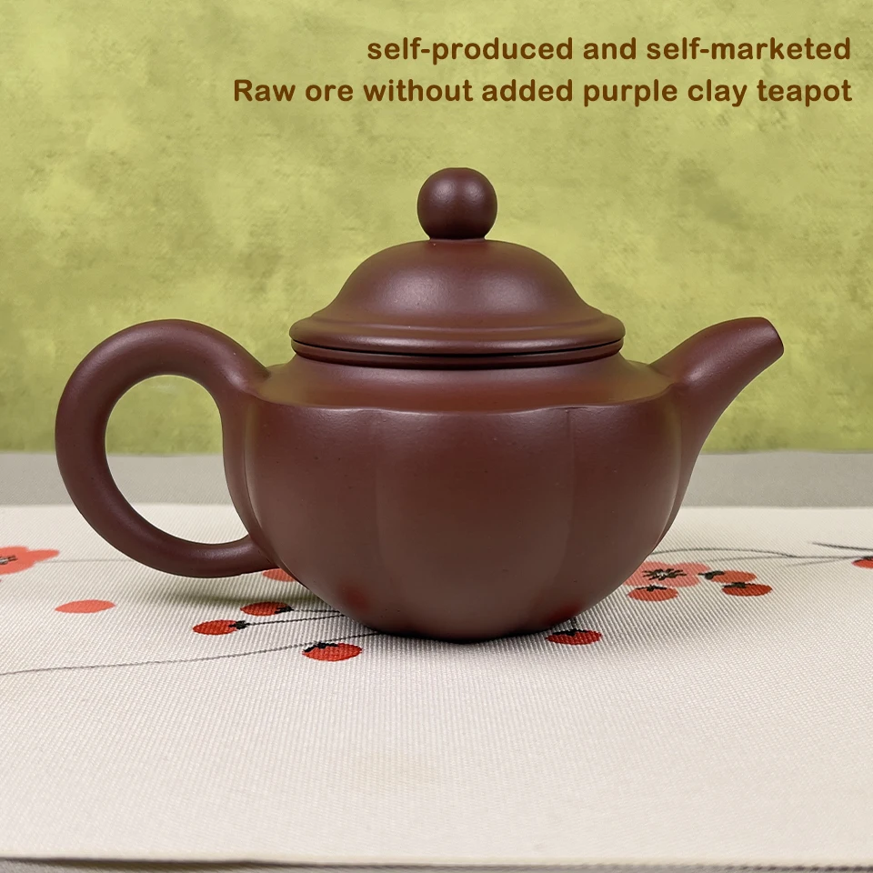 Handmade Zisha Clay Teapot, Chinese Traditional Yixing Purple Sand Tea Pot, 250ml Elegant Tea Maker for Home, Office, Gift