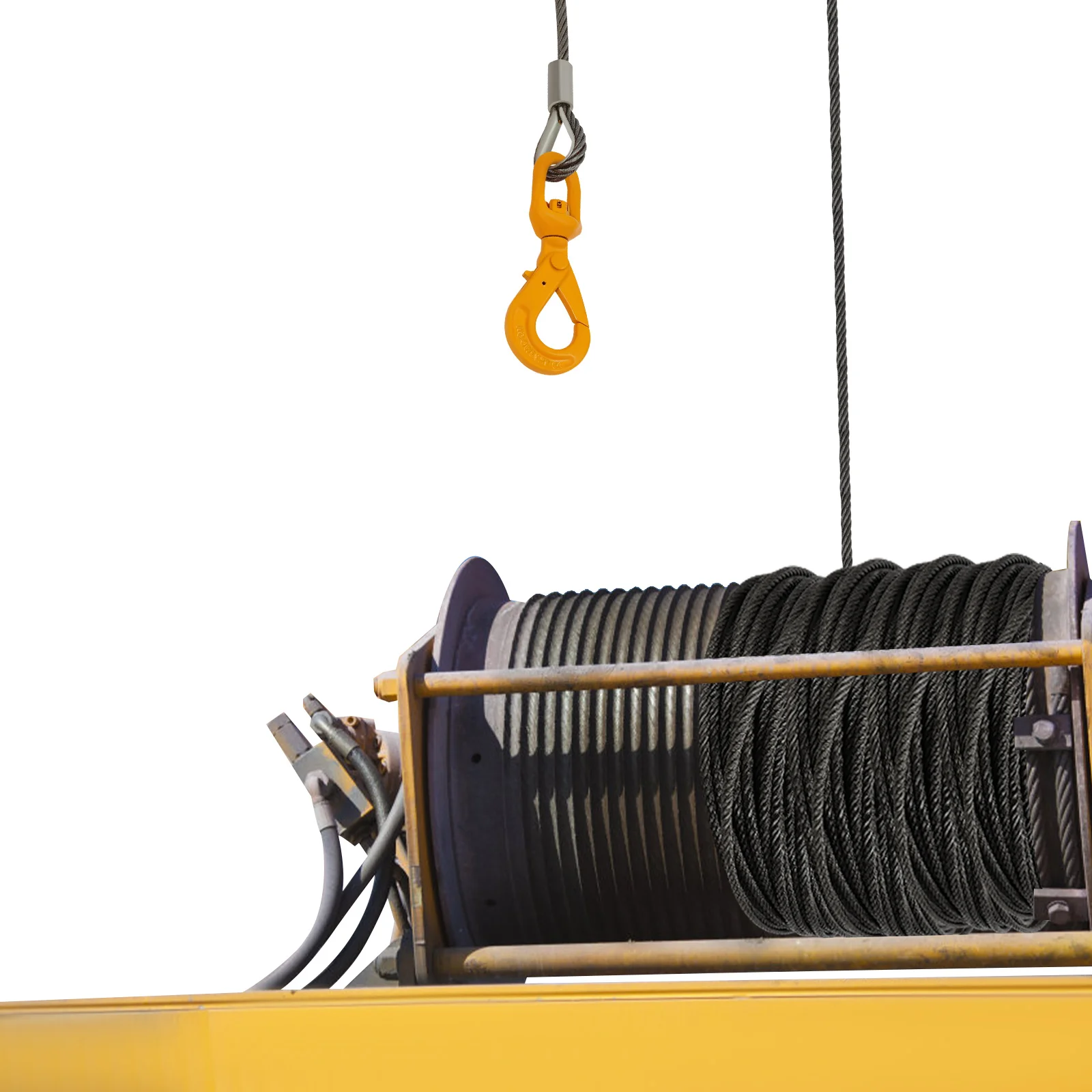 الكربون الصلب 1/2in * 75ft أسلاك الفولاذ حبل هوك الأصفر الذاتي قفل السلامة هوك عالية القوة الحاملة حبل الزيت الثقيل #4