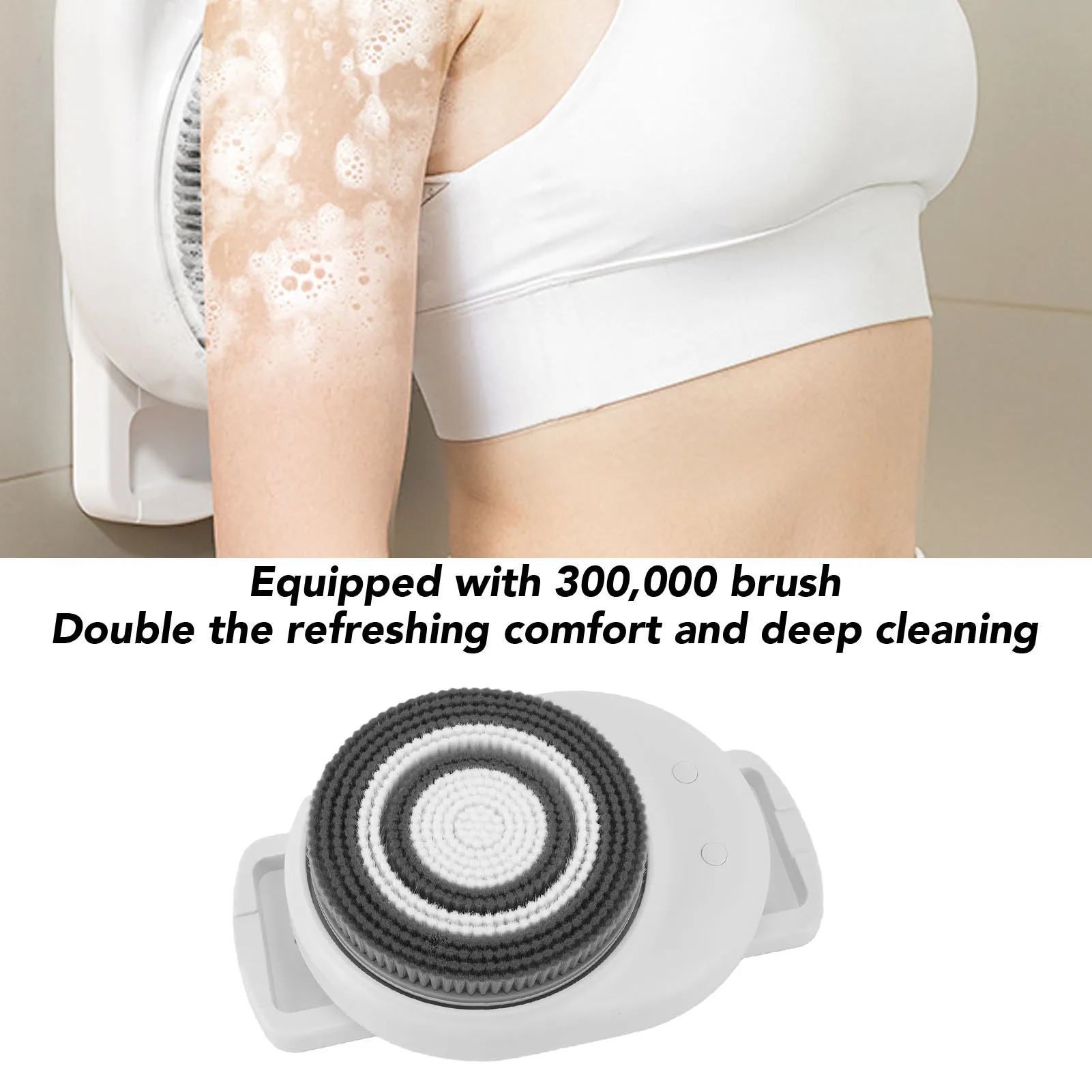Wall Mounted Body Brush IPX7 Water Proof Handsfree Exfoliating Brush Adjustable Height with 3 Brush Heads
