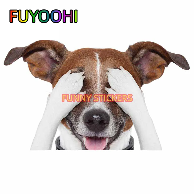 

Реалистичные наклейки для автомобиля FUYOOHI, наклейка с изображением джек-рассел-терьера, тонкая наклейка для серфборда, граффити, виниловый материал, водонепроницаемое украшение