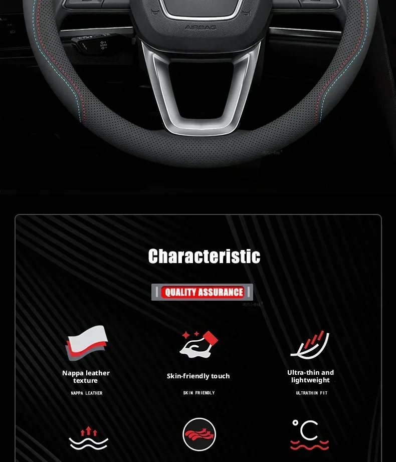 2026 MG Lenkradbezug aus Nappaleder, passend für MG4 EV, MG ZS, MG HS, MG3 Hybrid+, MG5 EV, MGS6 EV, Cyberster Autozubehör – Detail 2