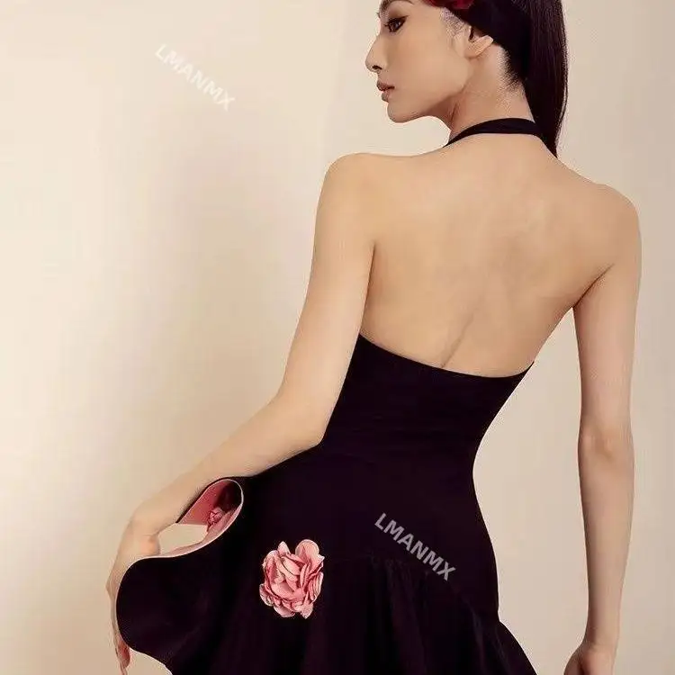 Latin Dance Skirt and Dance Dress Advanced Style Set Summer New Female Adult Dance Dress Hanging Neck Dress
