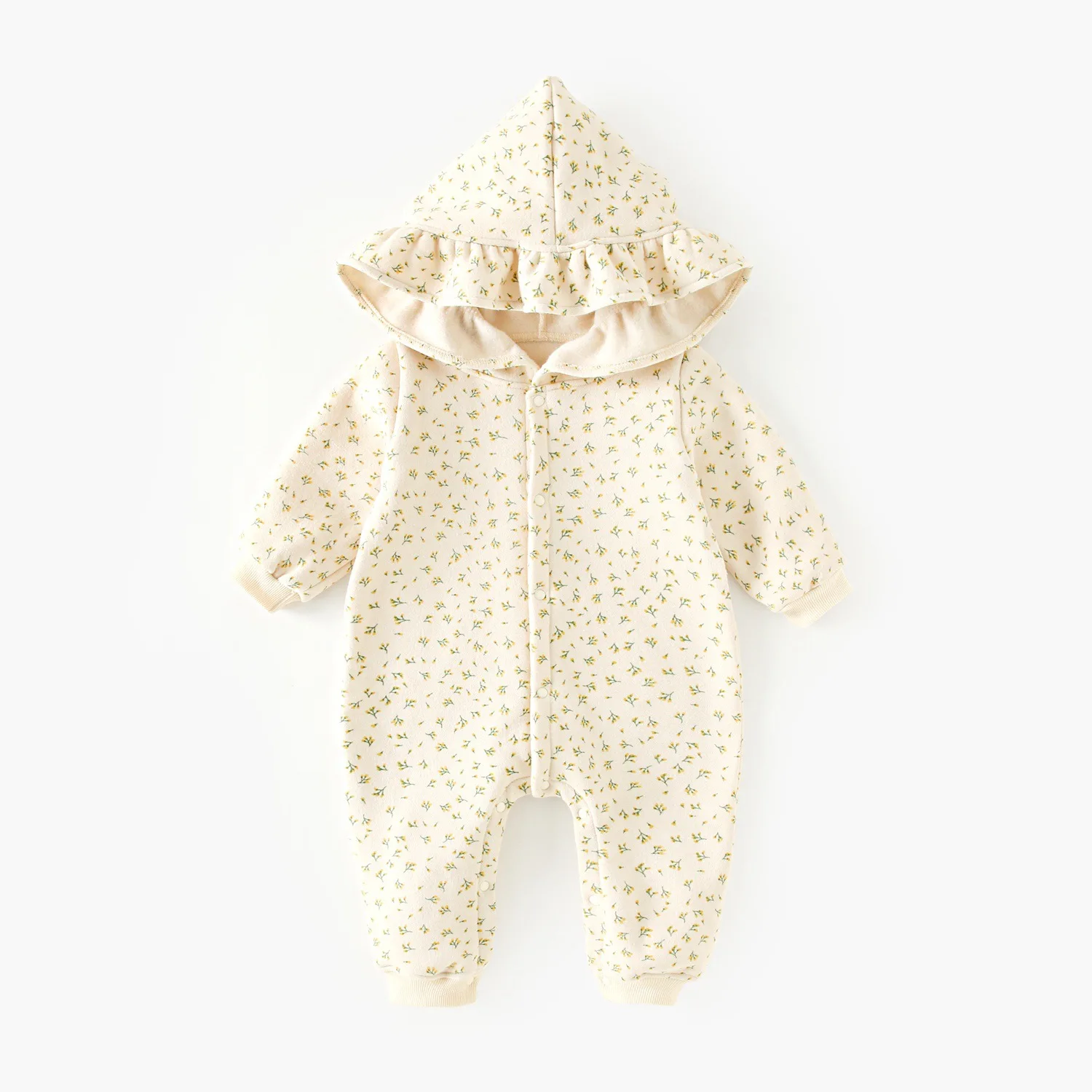 0-24M Newborn Kid Baby Girl Winter Clothes Flower Print Hooded Romper Long Sleeve Thick Warm Jumpsuit Cute Sweet Outfit
