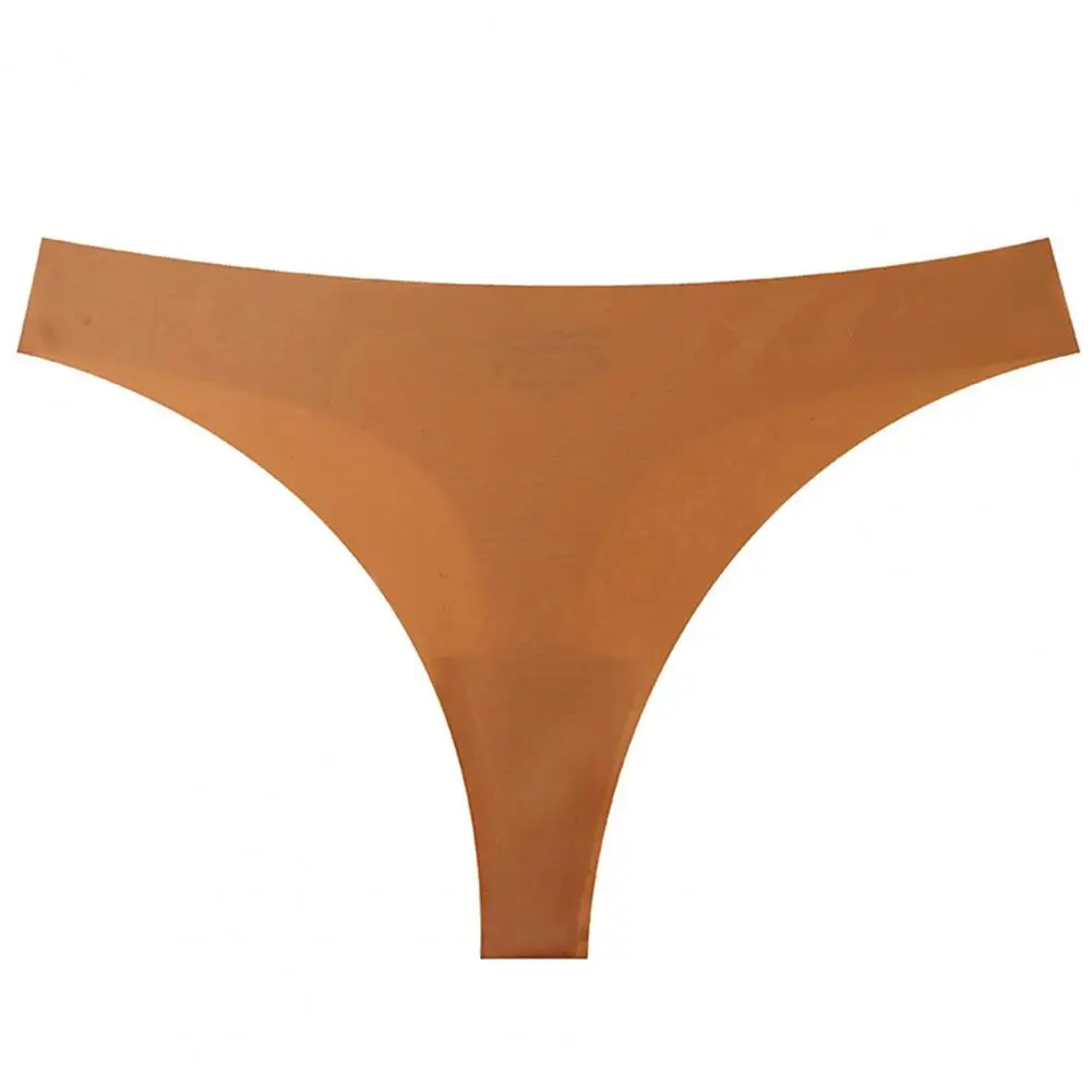 High Elastic Panties Women’s Thongs Breathable Underwear Quick Drying Ice Silk V-waisted No Show Stretch Panties Solid Colors