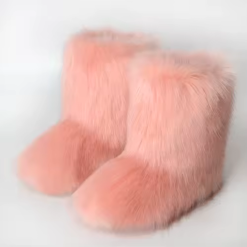 Women's Winter Snow Boots Outdoor Luxury Furry Faux Fox Fur Boots Woman Plush Warm Platform Shoes New Fashion Bottes Big Size 46 - Image 11