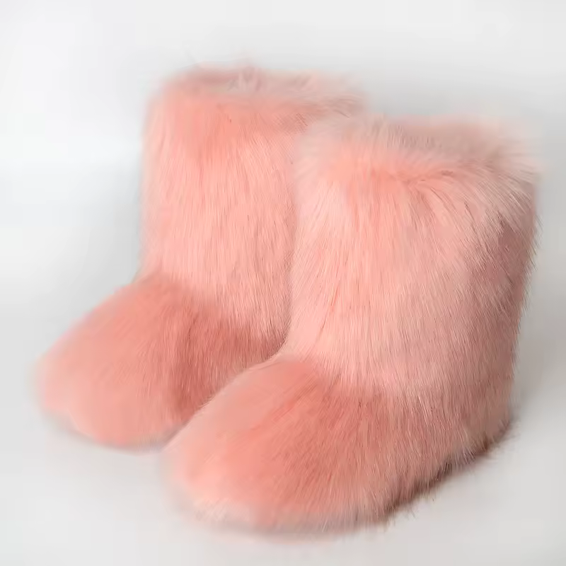 Women's Winter Snow Boots Outdoor Luxury Furry Faux Fox Fur Boots Woman Plush Warm Platform Shoes New Fashion Bottes Big Size 46 - Image 11
