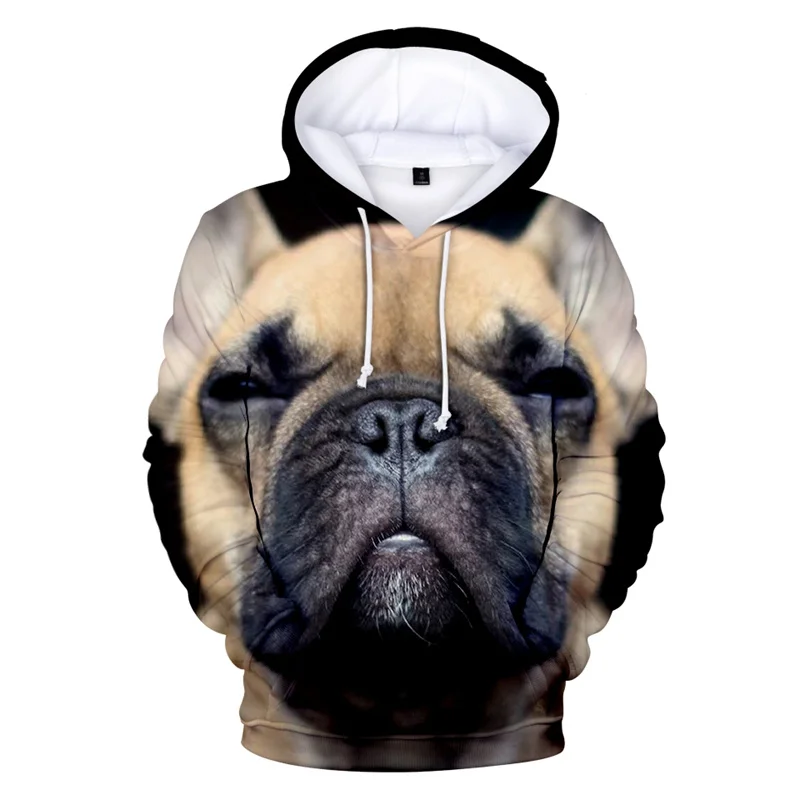 Sudaderas con capucha de Bulldog Francés para hombres y mujeres, sudadera con estampado 3D de perro, chaqueta Harajuku informal, abrigo de manga