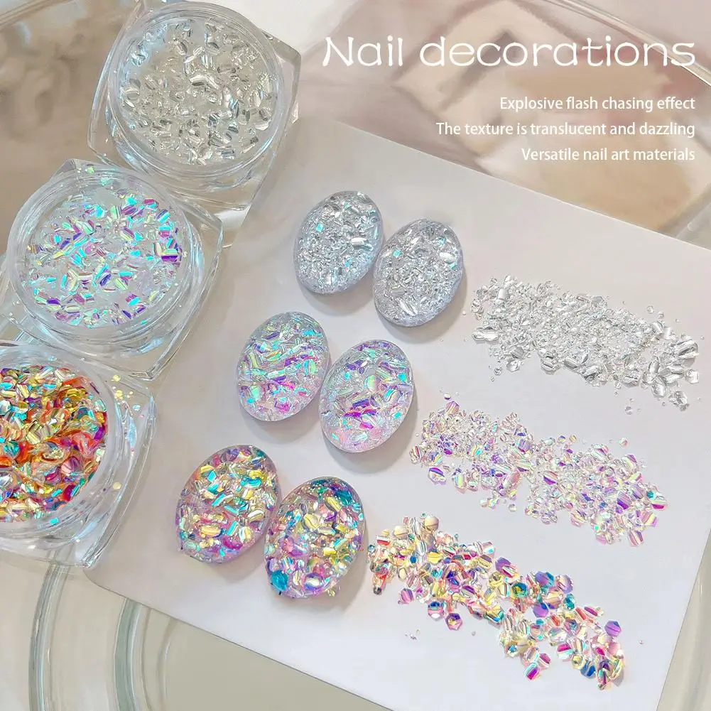 Super Sparkle Iridescent Nail Glitter Flakes 3D Chasing Light Irregular Sequins Powder Decor Shiny Manicure DIY Materials
