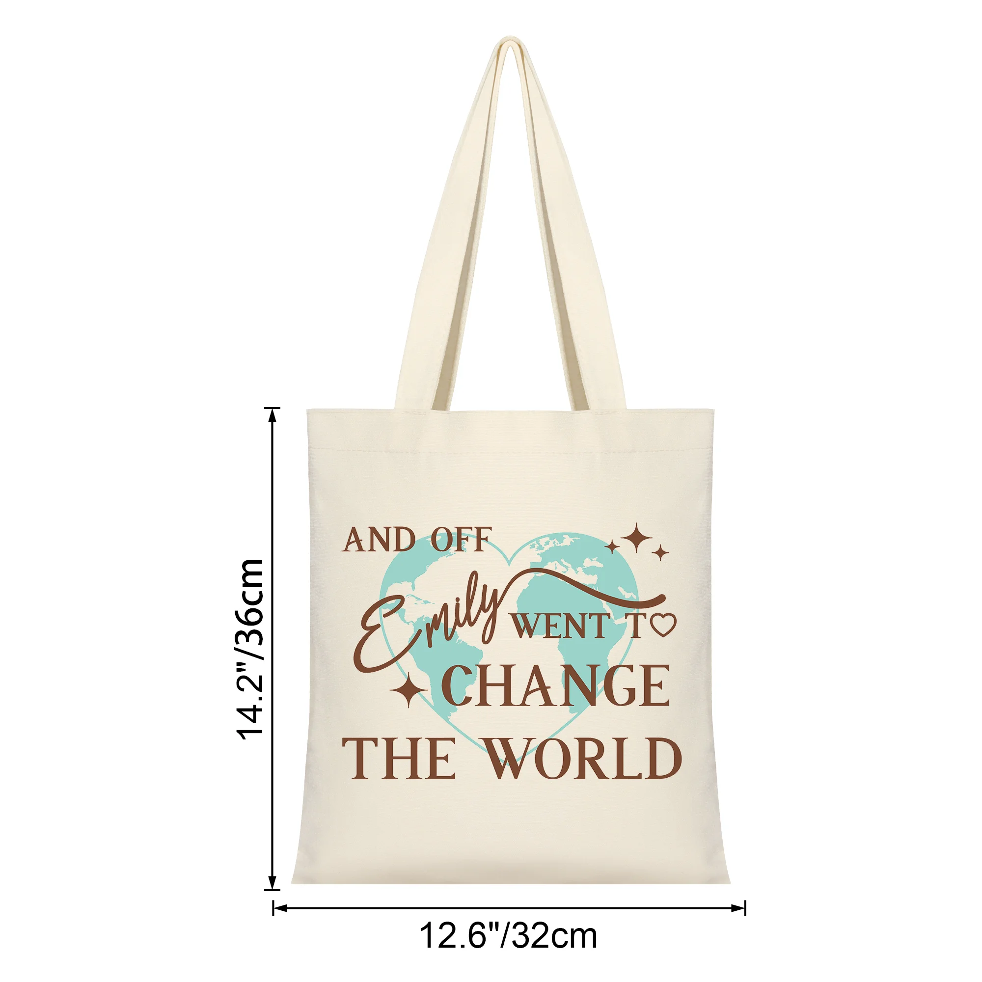 Graduation Gifts for Her Custom Tote Bag with Name And Off She Went to Change the World Canvas Bag Personalized Graduation Gifts