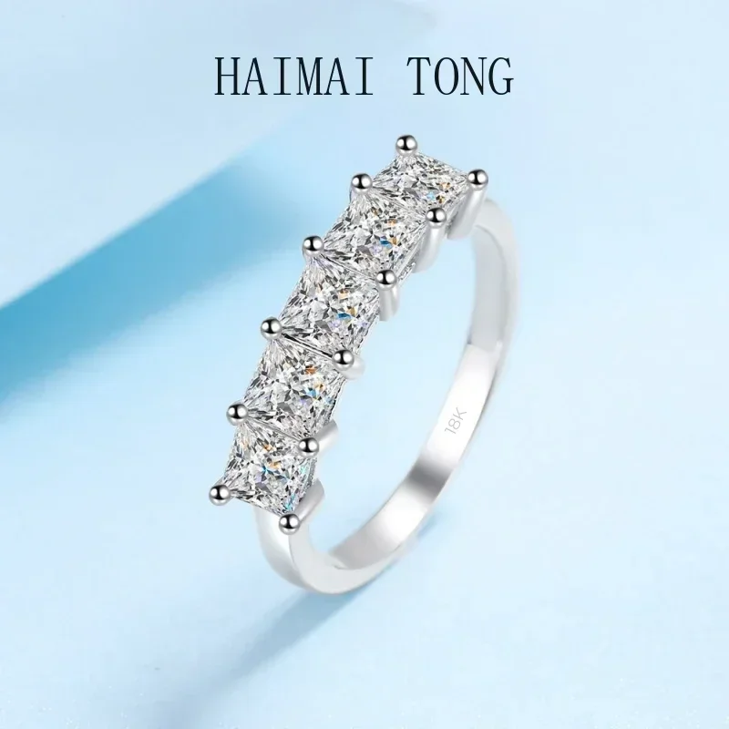 

Дизайнерские ювелирные изделия для женщин, белое золото 18 карат VVS1 D, цвет, сверкающий 5 шт., муассанит с бриллиантом, все обручальные кольца 2 карата для принцессы