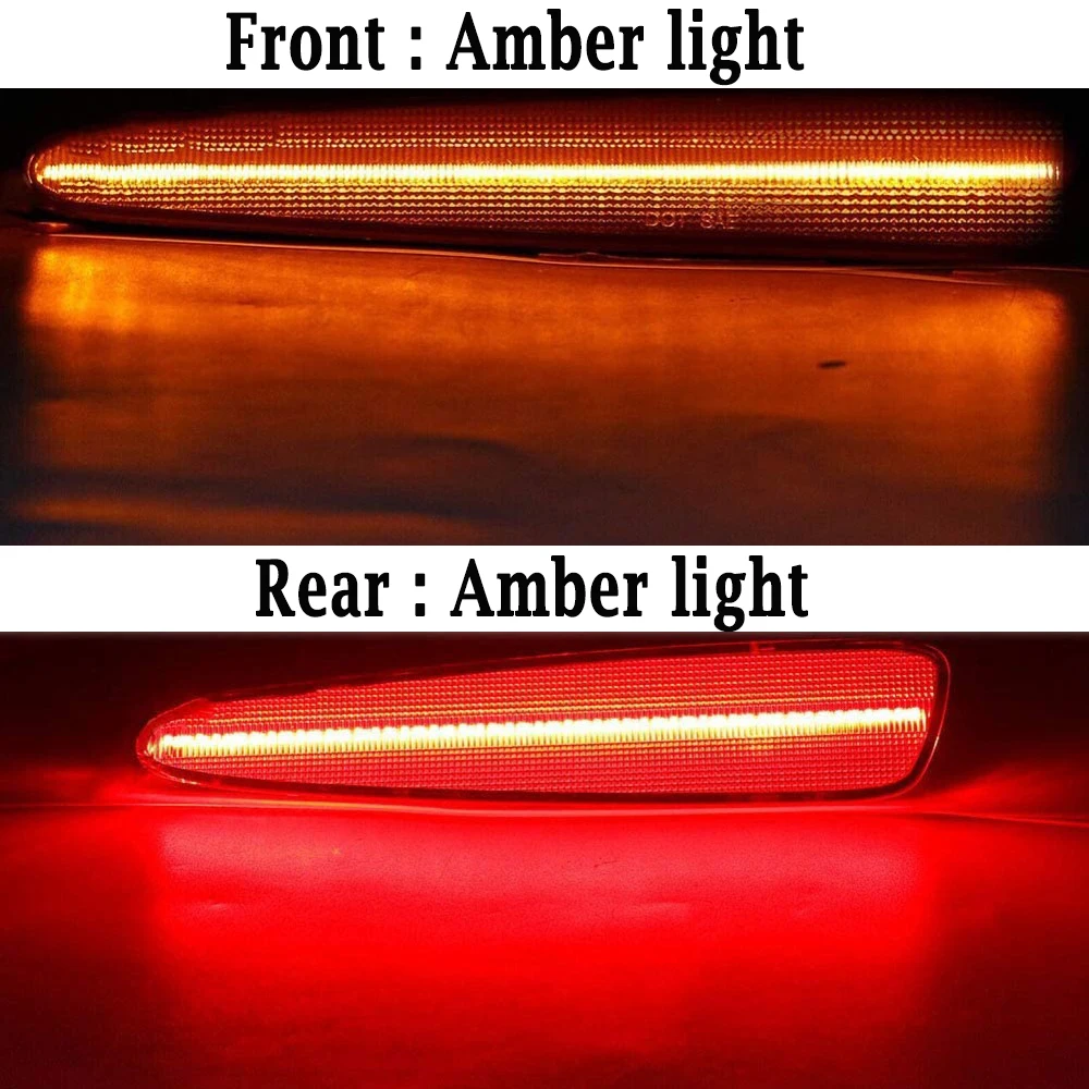 LED Fender Side Marker Light For Chevrolet Corvette C6 2005-2013 Front Amber & Rear Red 10440721, 10440722, GM2551196, 10316651