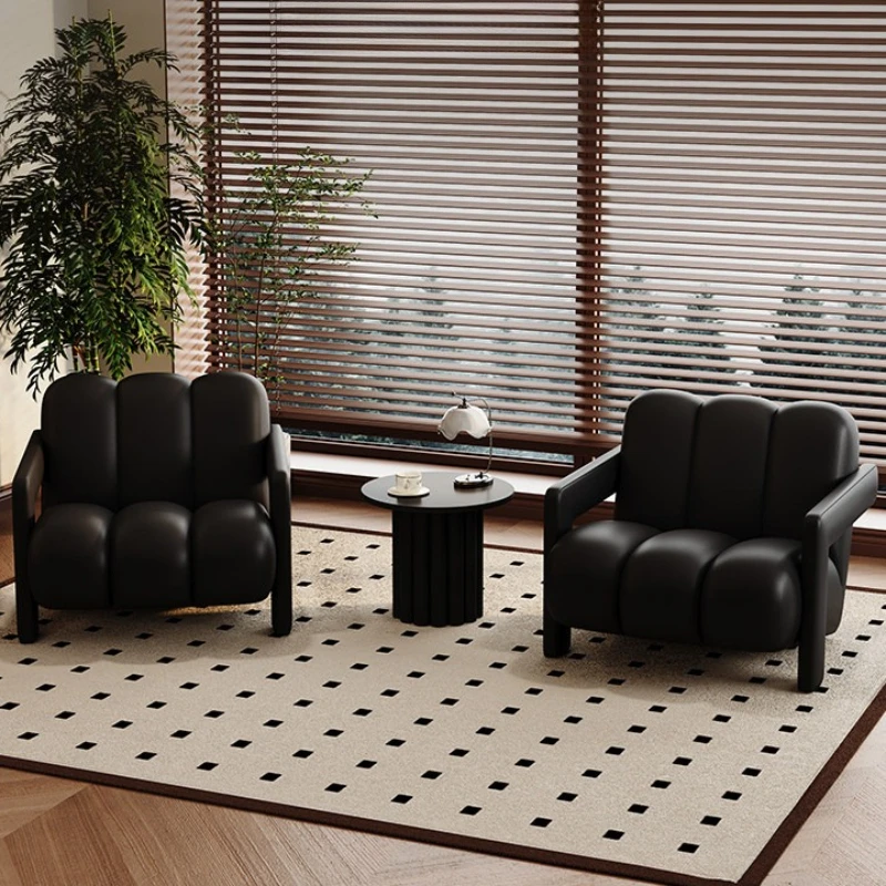 Light luxury sofa chair black single reception leisure relax armchair balcony high-end möbeln wohnzimmer living room furniture
