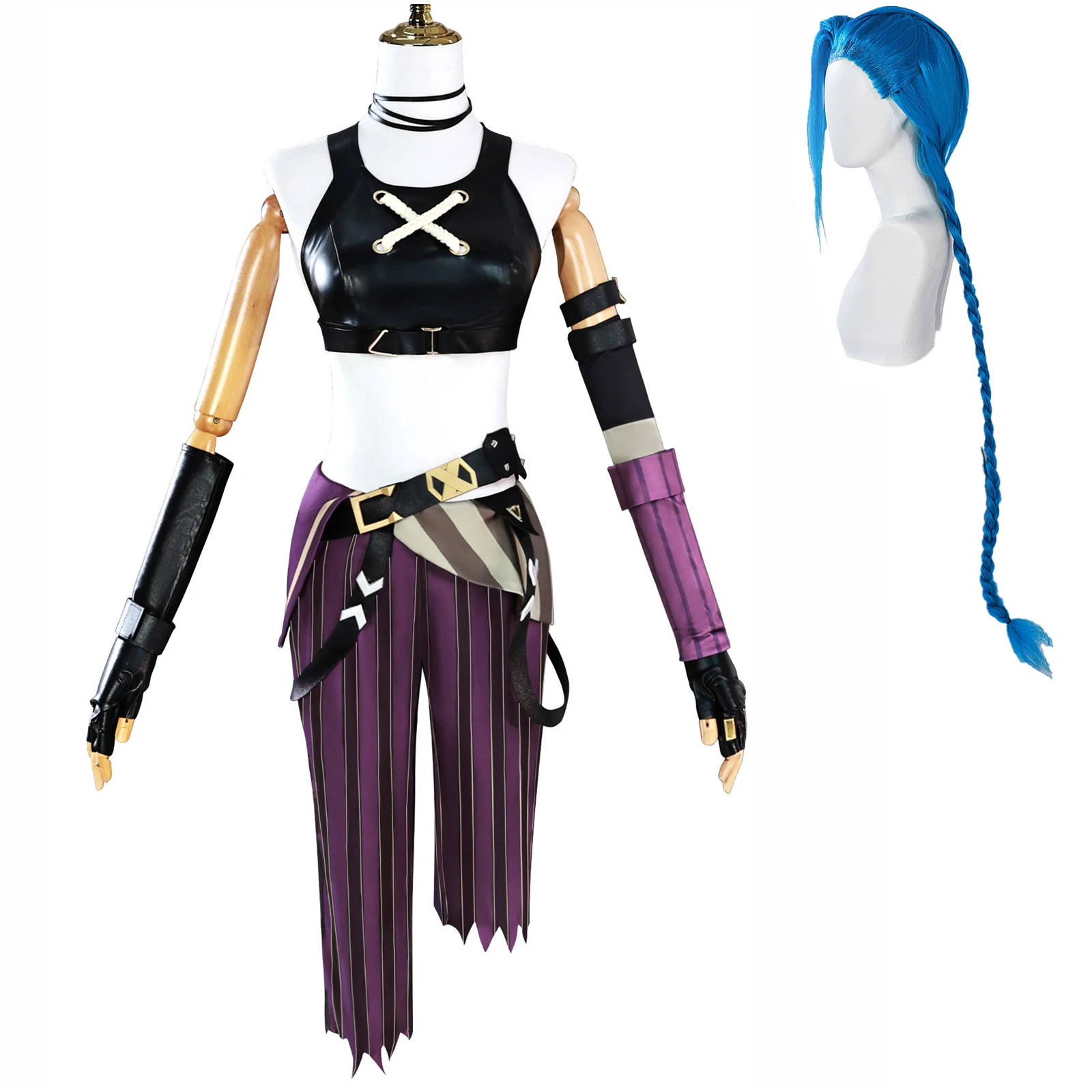 

Game Arcane Jinx Cosplay Costume Loli Sexy Uniform with Wig Accessories Complete Halloween Carnival Party Set